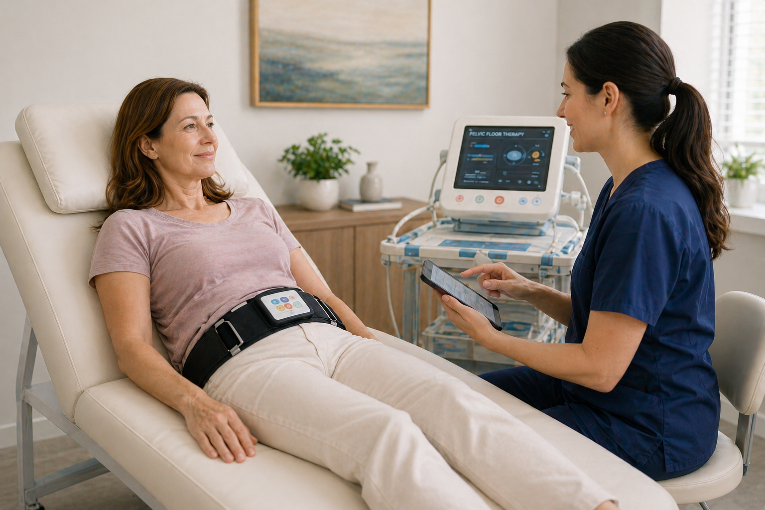 Pelvic floor therapy consultation in clinic